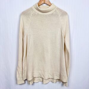 Ann Taylor Wool Cashmere Blend Turtleneck Jumper Sweater Sz M Ivory Cream Knit‎